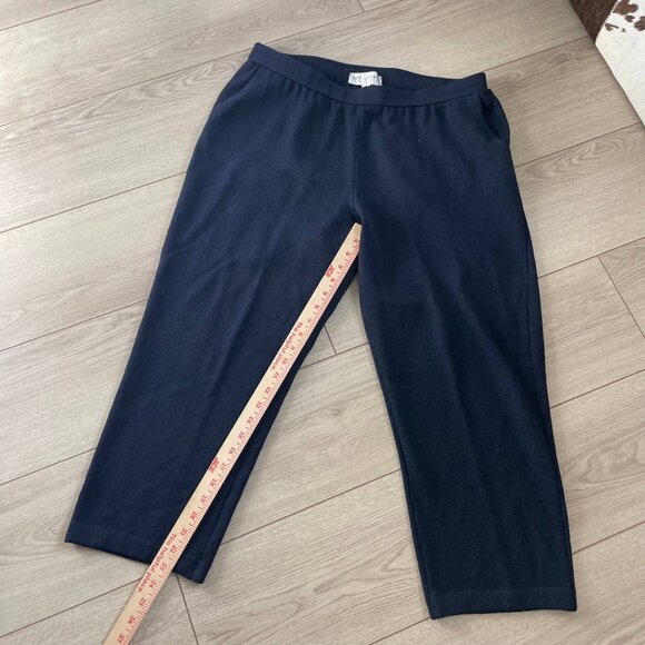 St. John Flat Front Knit Dress Pants Women's Size 14 Short Navy Blue - Picture 8 of 10